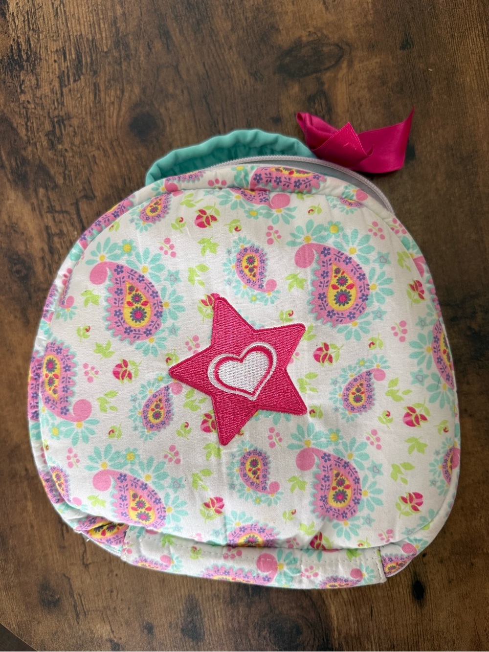 American Girl Bitty Baby Multicolor Paisley Zipper Carry Bag Fits 15in Doll